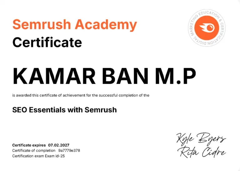 Semrush certificate SEO Expert in Abu Dhabi
